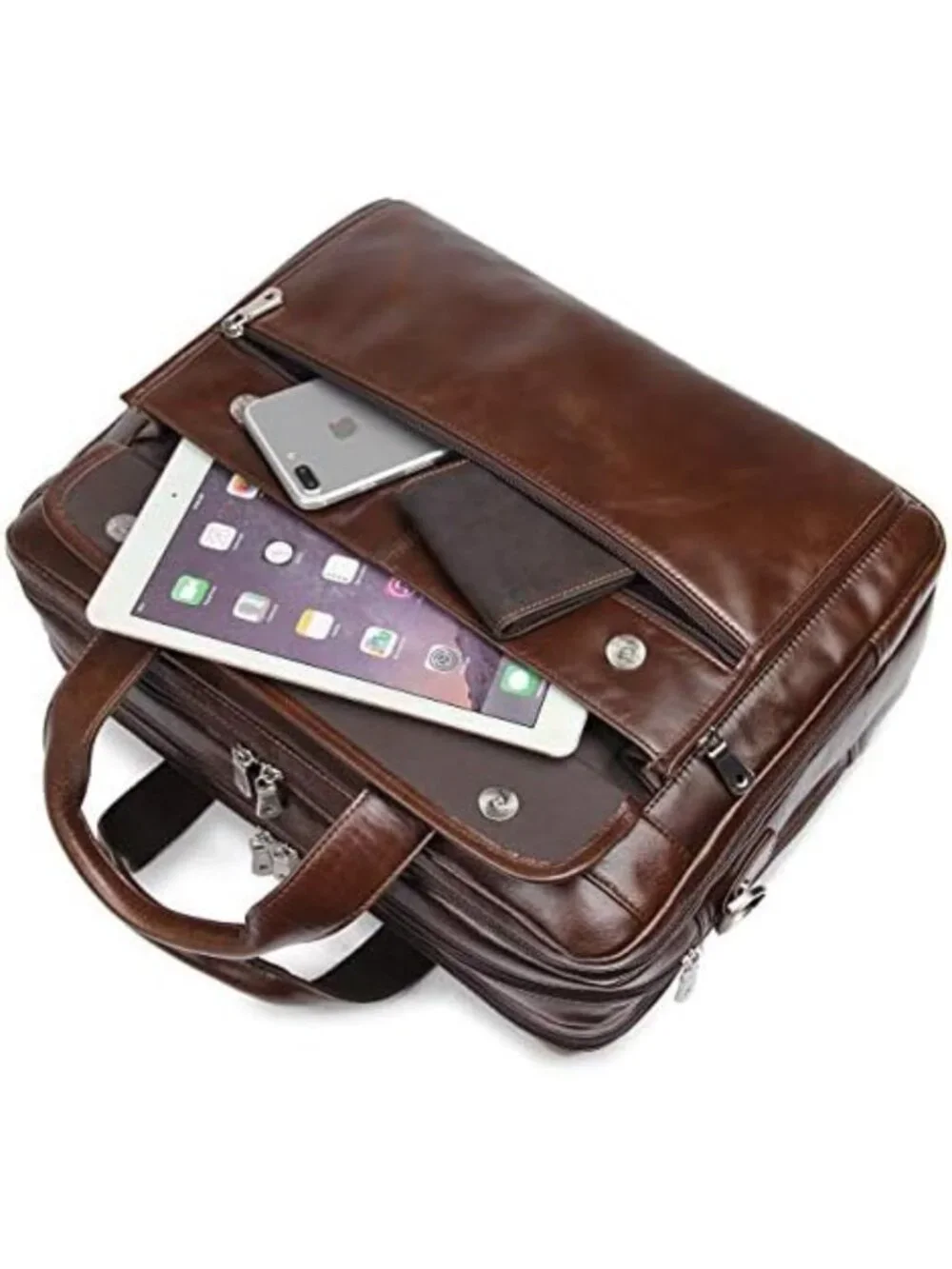 Stylish Leather Briefcase for Men, 15.6
